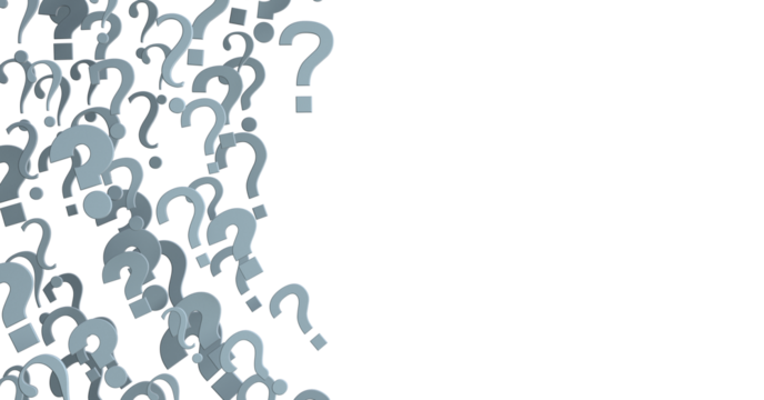 Colored question marks background. 3D Rendering..