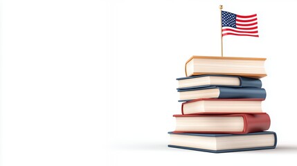 American Flag on Stack of Books Patriotism and Education