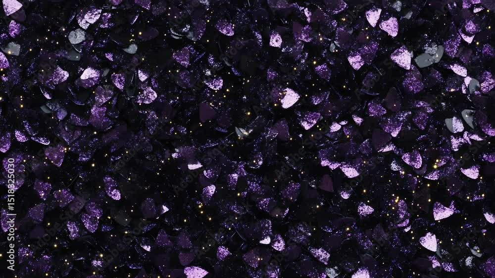 Poster a close-up shot of a bunch of purple crystals arranged in a unique pattern