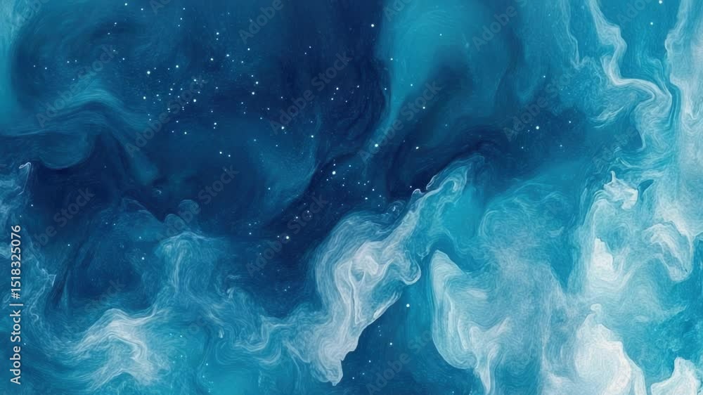 Poster a realistic painting of a blue and white cloud against a clear sky, ideal for use in travel or weath