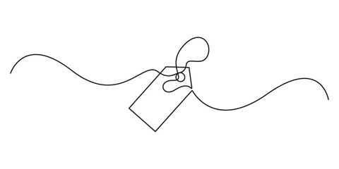 Price tag continuous single line drawing and minimalist style isolated outline unique vector illustration