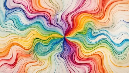 Vibrant Rainbow Swirl Abstract Art Colorful Lines and Curves