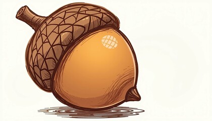 Charming Acorn Illustrating Nature's Beauty Digital Art Playful Style Whimsical Environment Close-Up View