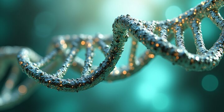 Futuristic Blue digital binary data over DNA screen Abstract Cyberspace Technology Background	
