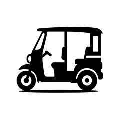Tuk tuk icon with transparent background three wheeled auto rickshaw vehicle symbol
