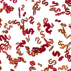 Hundred dollar bill. Falling money isolated on white