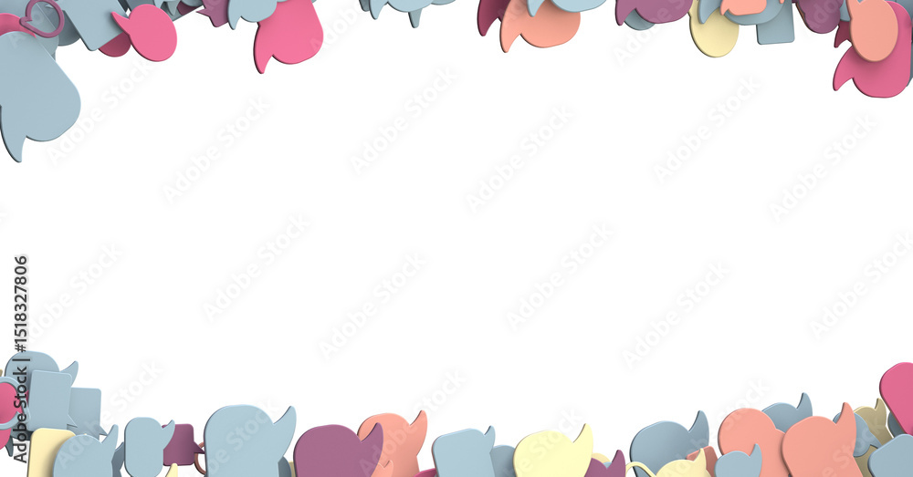 Poster 3D rendering flying email icon and web flying