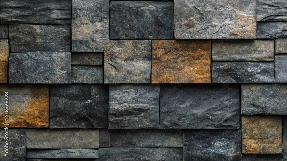 Poster a close-up shot of a stone wall with varying colors and textures, perfect for architectural or desig