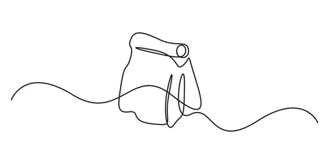 Shopping paper bag continuous single line drawing. One line art style paper bag. Craft paper pack for gift food item packet retail packaging concept vector illustration