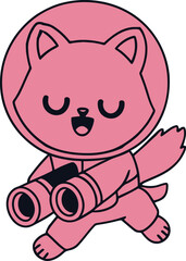 Cartoon Wolf Explorer with Binoculars Illustration on  Background for Children's Books and Educational Materials