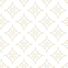 Seamless abstract geometric pattern with gold lines, squares, and shapes on white background. Ideal for fabric, wallpapers, notebooks, gift wrap, packaging, rugs, and branding.