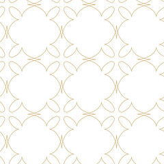 Seamless abstract geometric pattern with gold lines, squares, and shapes on white background. Ideal for fabric, wallpapers, notebooks, gift wrap, packaging, rugs, and branding.