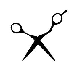 The silhouette of scissors. Close-up of metal scissors for cutting hair.
 Vector illustration