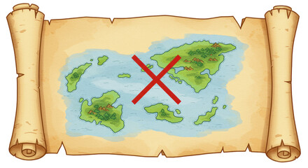 Isolated Cross Marked Scroll Map
