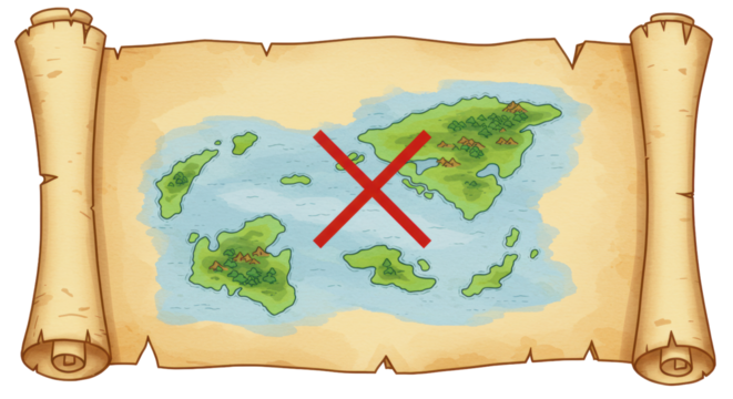 Isolated Cross Marked Scroll Map