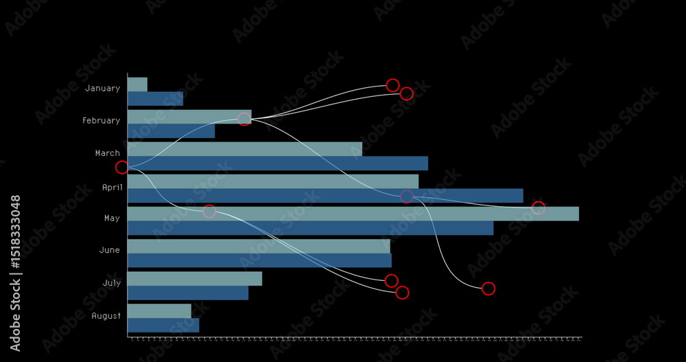 Poster image of network of connections over financial data processing on black background