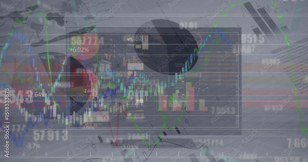 Poster image of graphs and data processing over interface on computer screen