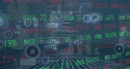 Image of financial data processing over graphs and charts