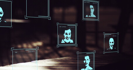 Image of data processing over walking people