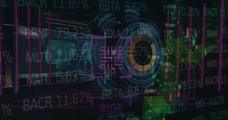 Image of data processing over dark background