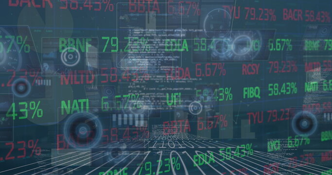 Image of financial data processing over graphs and charts - Powered by Adobe
