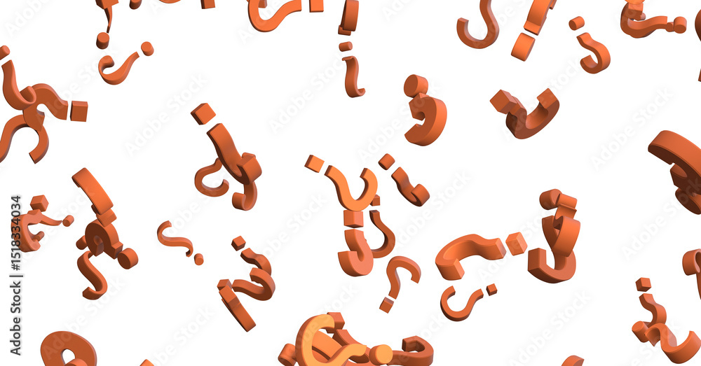 Poster question marks, original 3d rendering
