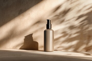 Elegant perfume bottle with golden fragrance in soft sunlight

