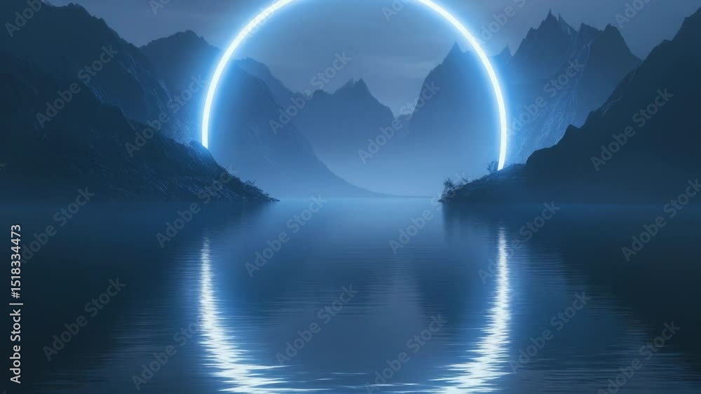 Poster A large circle floats on the surface of a body of water, providing a unique visual interest