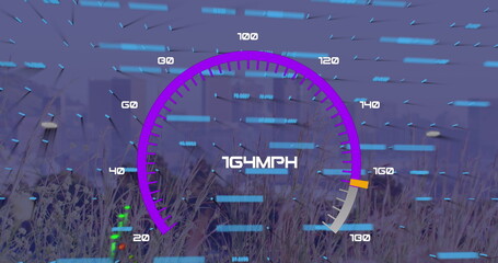 Image of data processing over cityscape