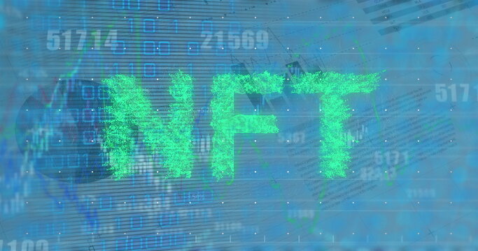 Image of nft text and binary coding over statistics