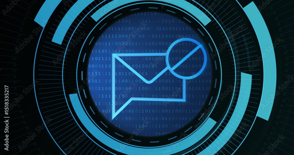 Poster image of email in processing circle on black background