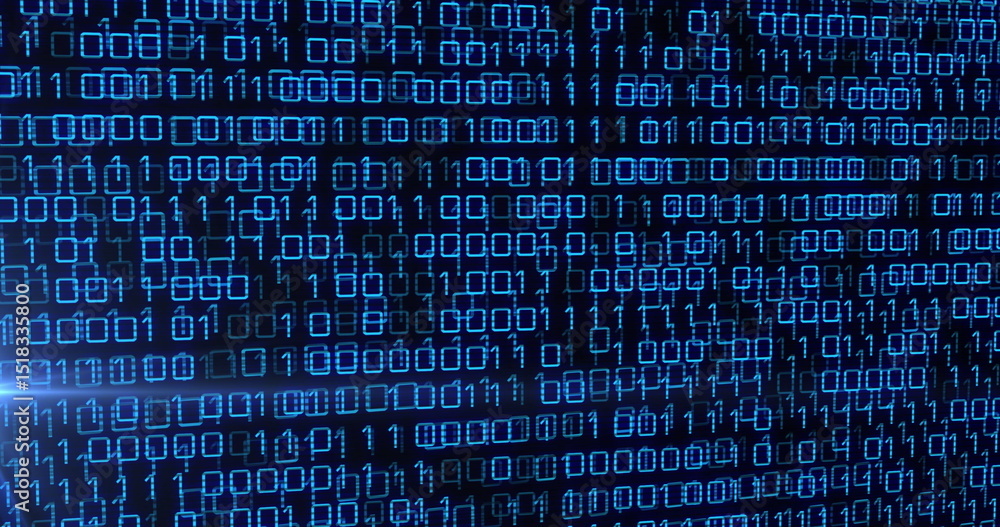 Poster image of data processing over dark background