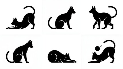 Stylized Dog Silhouette Vector Set – Minimalist Black Canine Poses for Graphic Design, Print, and Decor