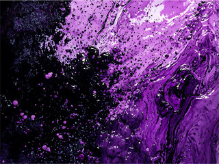 Chaotic liquid abstract explosion, vibrant purple and black fluid splatters