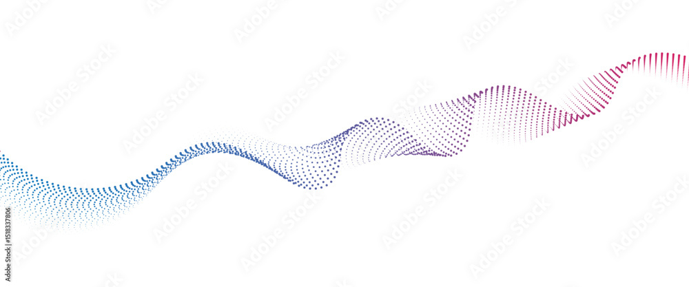 Fototapete flowing dot wave halftone gradient pattern on transparent background