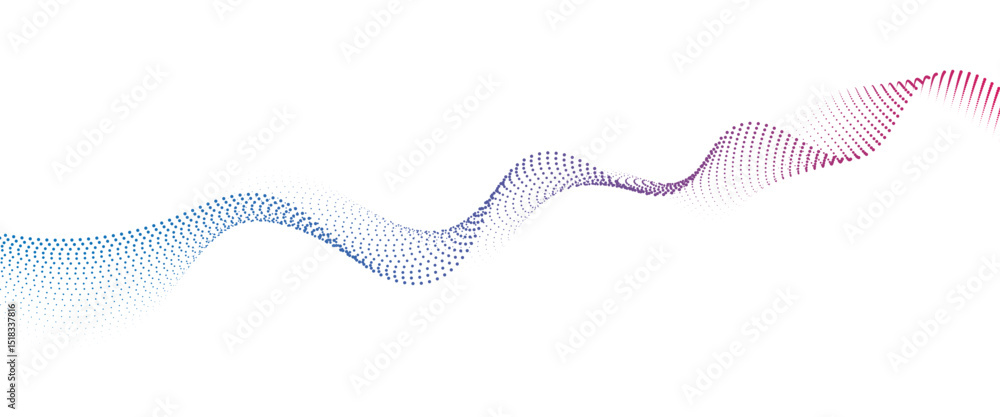 Poster Flowing Dot Wave halftone gradient pattern on transparent background