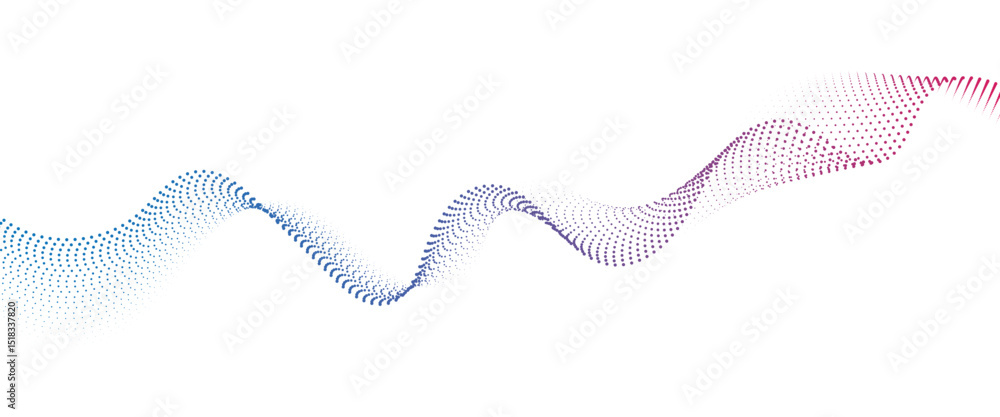Poster flowing dot wave halftone gradient pattern on transparent background