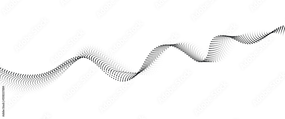 Poster Flowing Dot Wave halftone gradient pattern on transparent background
