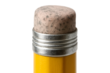 Used Pencil Eraser Close-Up on White Background