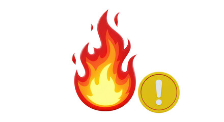Isolated Fire with Exclamation Mark Sign