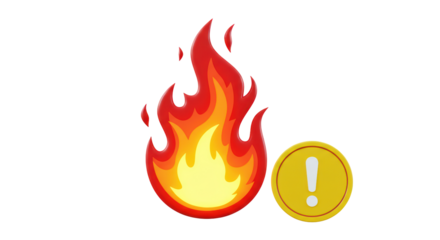 Isolated Fire with Exclamation Mark Sign