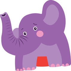 Elephant purple colour cartoon graphic art illustration clipart 
