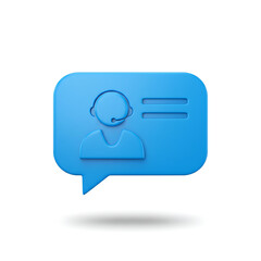 3D Blue Message Icon: Communication & Connection