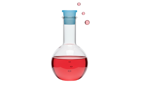 Isolated Laboratory Flask with Red Liquid