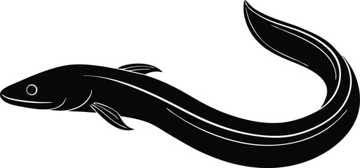 eel fish silhouette vector illustration