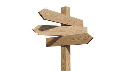 Isolated Wooden Signpost with Arrows