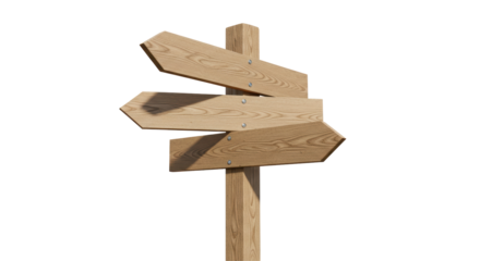 Isolated Wooden Signpost with Arrows