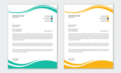 Clean modern and professional corporate company business letterhead template design with color variation bundle