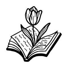 literary growth : open book with tulip