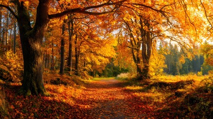 Fototapeta premium Beautiful landscape of autumn forest 